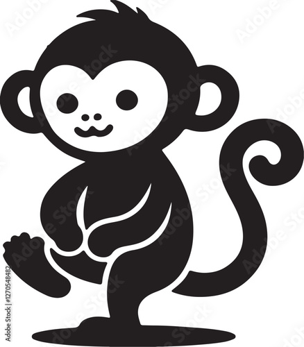 Photography silhouette vector of a monkey