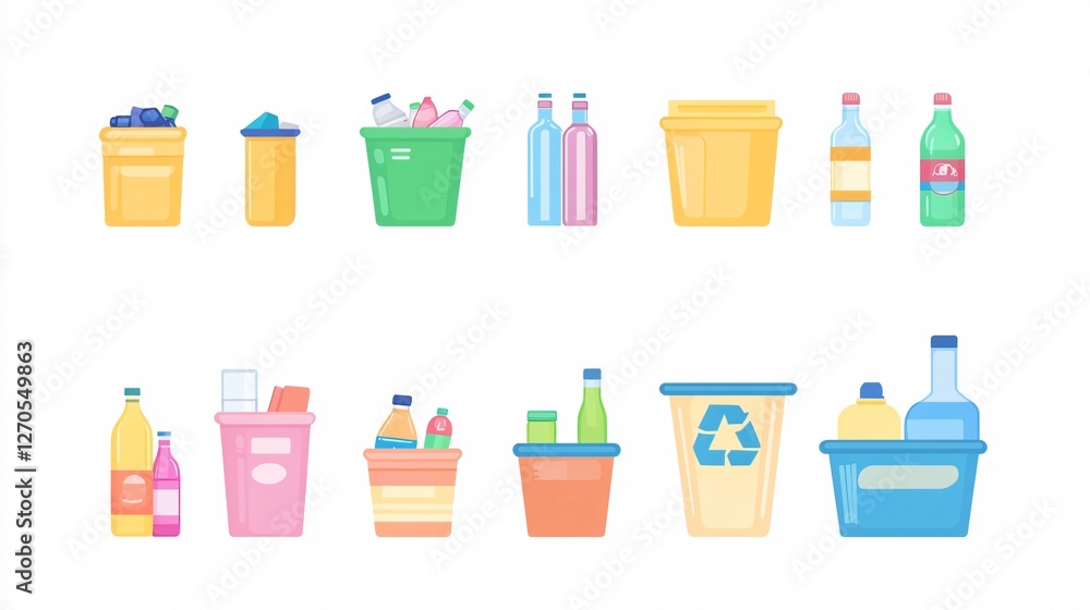 Recycling Bins Vector Illustration: Eco-Friendly Waste Management Recycling Bins Vector Illustration: Eco-Friendly Waste Management
