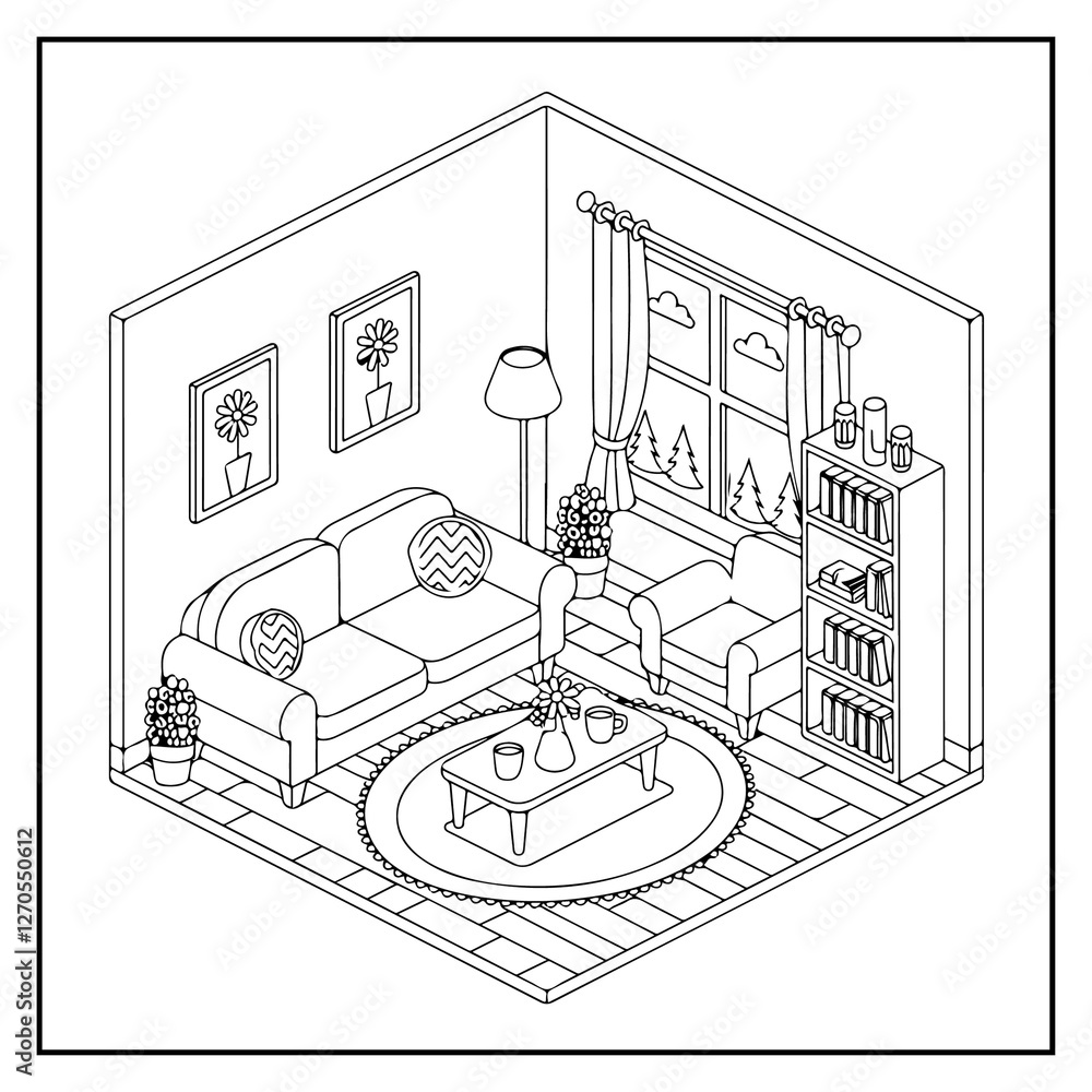 Fototapeta premium Little Corner Bold and Easy Coloring Book for Kids and Adults