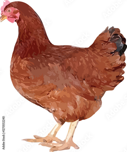 Realistic Brown Hen Illustration – Farm Animal Clipart for Poultry & Agriculture Design
