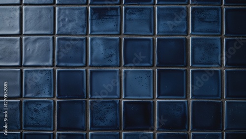 grid layout of square tiles. Each tile is a deep navy blue color with subtle variations in shade, giving a slightly weathered and textured appearance