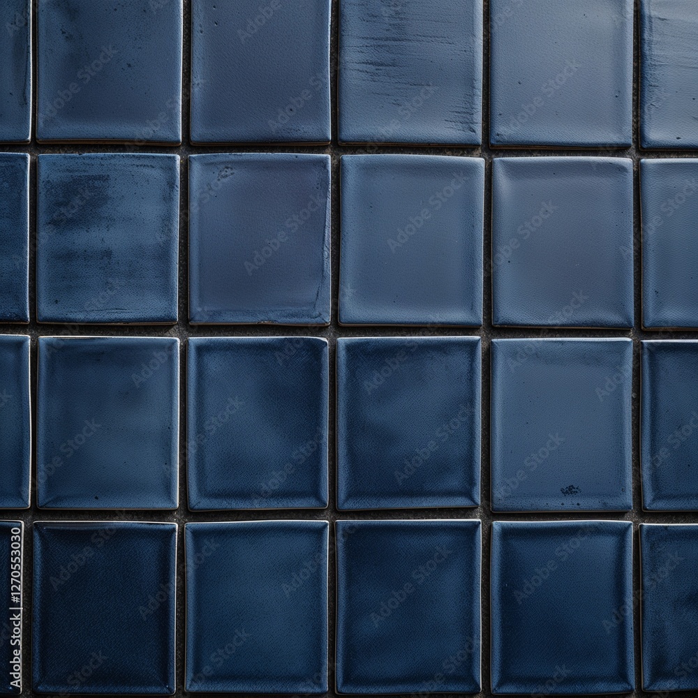 Naklejka premium grid layout of square tiles. Each tile is a deep navy blue color with subtle variations in shade, giving a slightly weathered and textured appearance