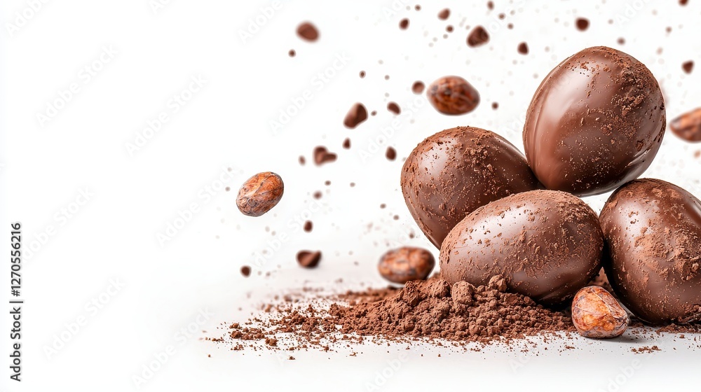 Exquisite chocolates topped with cocoa powder, showcasing decadent treats perfect for any dessert lover or celebration Exquisite chocolates topped with cocoa powder, showcasing decadent treats perfect for any dessert lover or celebration