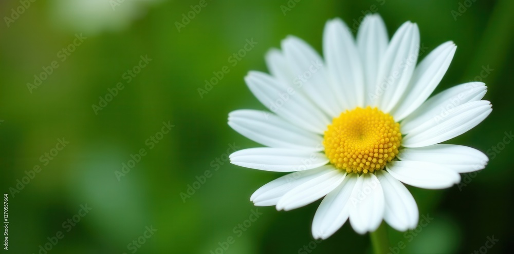 Fototapeta premium Delicate chamomile flower, white petals, yellow center , natural, healthy
