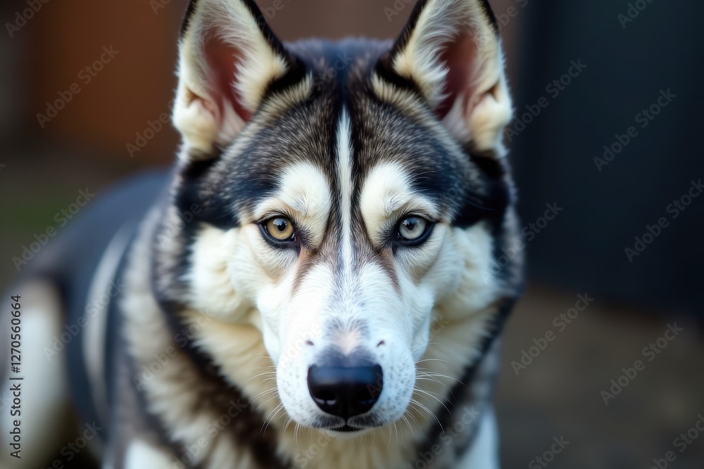 Close-up of Siberian Husky face, intense gaze , texture, Arctic Close-up of Siberian Husky face, intense gaze , texture, Arctic