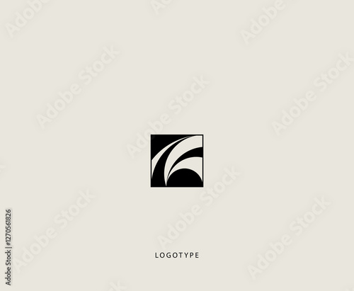 Square vector logo with abstract shapes. Waves or paint stains. Logo for art gallery or paint production.