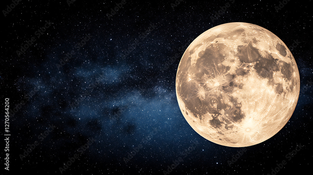 Obraz premium Celestial Orb Illuminated Across Starlit Cosmos An Enchanting Vision of Outer Space Exploration