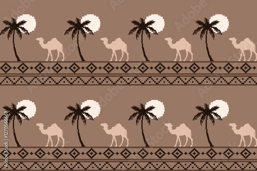 tropical palm trees seamless pattern