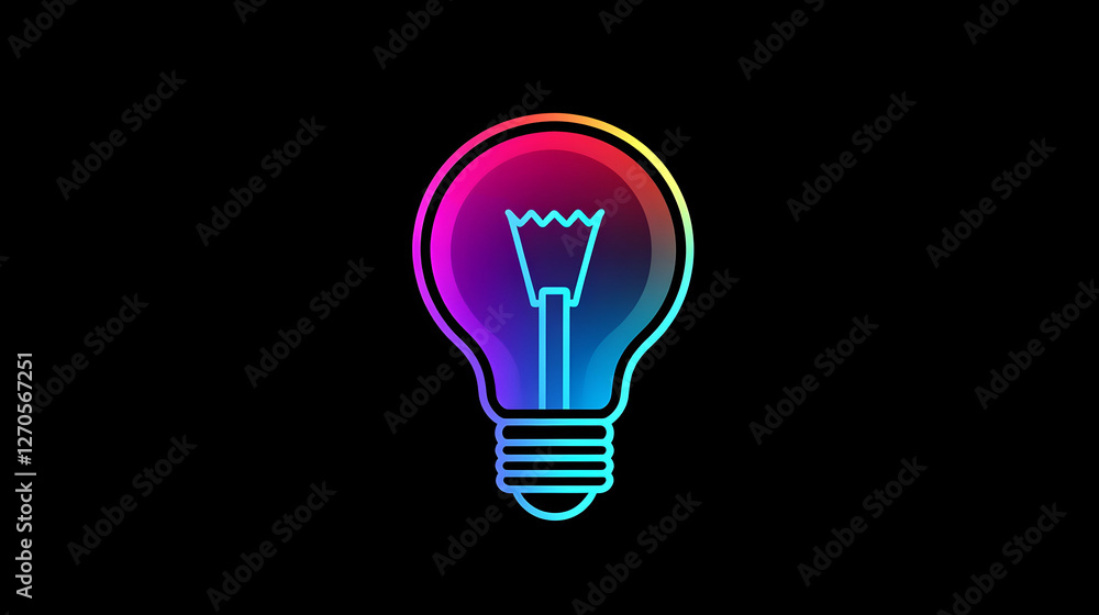 Colorful lightbulb idea; dark background; innovation concept Colorful lightbulb idea; dark background; innovation concept