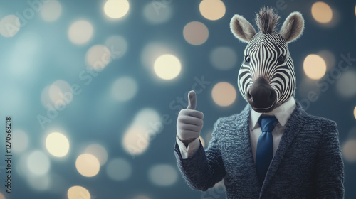 Zebra in a Suit with a Thum...