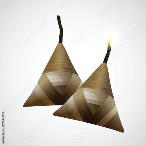 Traditional Kerala Vishu Firecracker Vector Illustration, Ola Padakkam for Onam, Vishu and Diwali Festival 