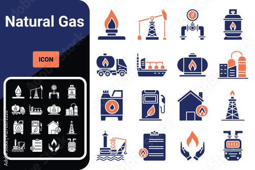 natural gas icon set,vector and illustration
