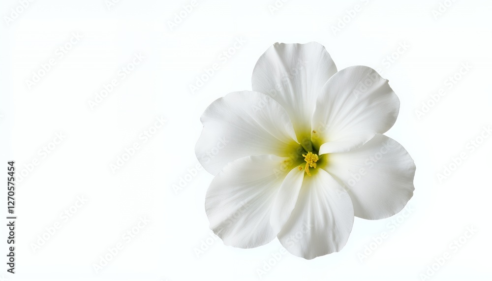 Fototapeta premium Closeup of a Pristine White Flower with Yellow Center on White Background