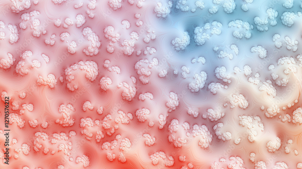 Abstract Cloudscape: A mesmerizing abstract artwork of fluffy cloud-like formations shifting in color, evoking a sense of tranquility and surreal beauty.