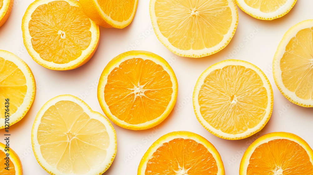 Citrus Burst: A vibrant assortment of sliced oranges and lemons, arranged to capture the fresh, juicy appeal of a healthy snack or ingredient. Citrus Burst: A vibrant assortment of sliced oranges and lemons, arranged to capture the fresh, juicy appeal of a healthy snack or ingredient.