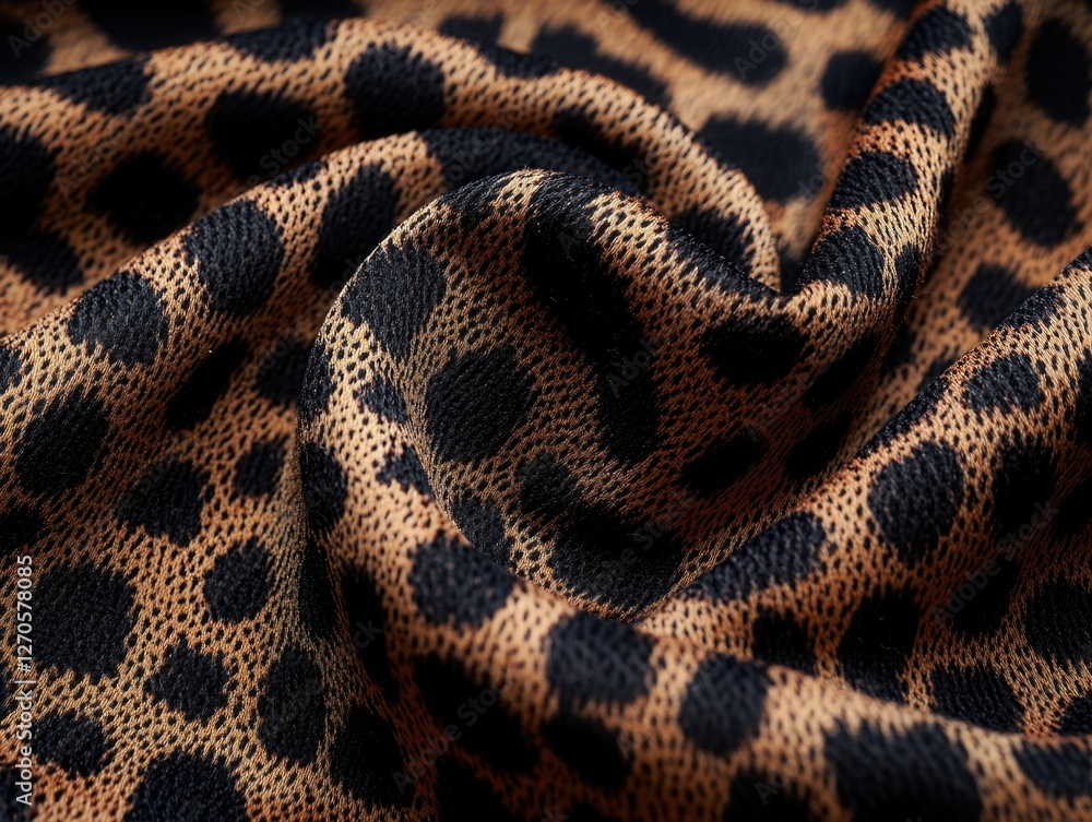 A luxurious, rich leopard print fabric with a vividly detailed texture, suitable for fashionable scarves and wraps. A luxurious, rich leopard print fabric with a vividly detailed texture, suitable for fashionable scarves and wraps.