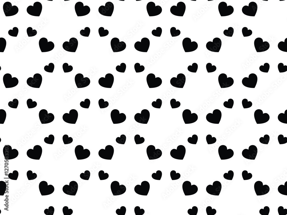 Fototapeta premium Heart pattern pattern in Black style vector