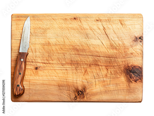 Rustic Wooden Cutting Board with Knife Marks
