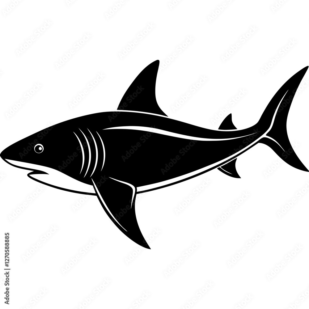 Obraz premium Black and White Shark Silhouette Illustration Graphic Design