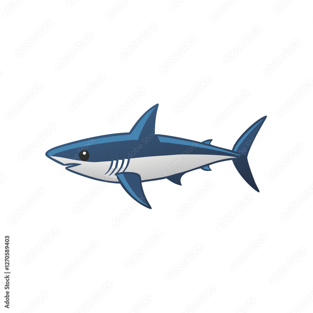 Adorable Cartoon Shark Illustration Ocean Animal Design