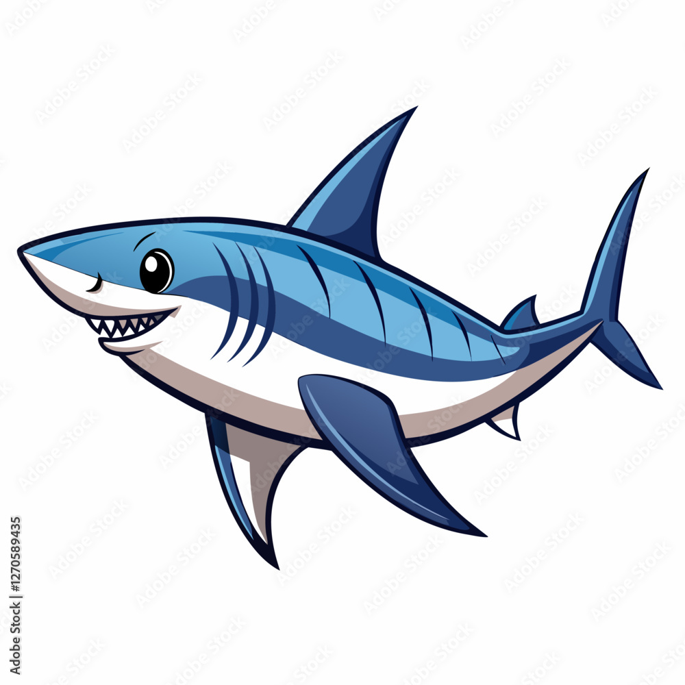 Obraz premium Adorable Cartoon Shark Illustration Ocean Animal Design