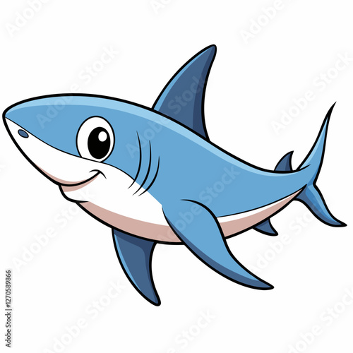 Adorable Cartoon Shark Illustration Friendly Sea Creature Ocean Animal