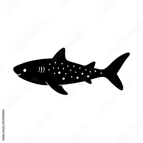 A Simple Black Silhouette of a Whale Shark Swimming in the Ocean