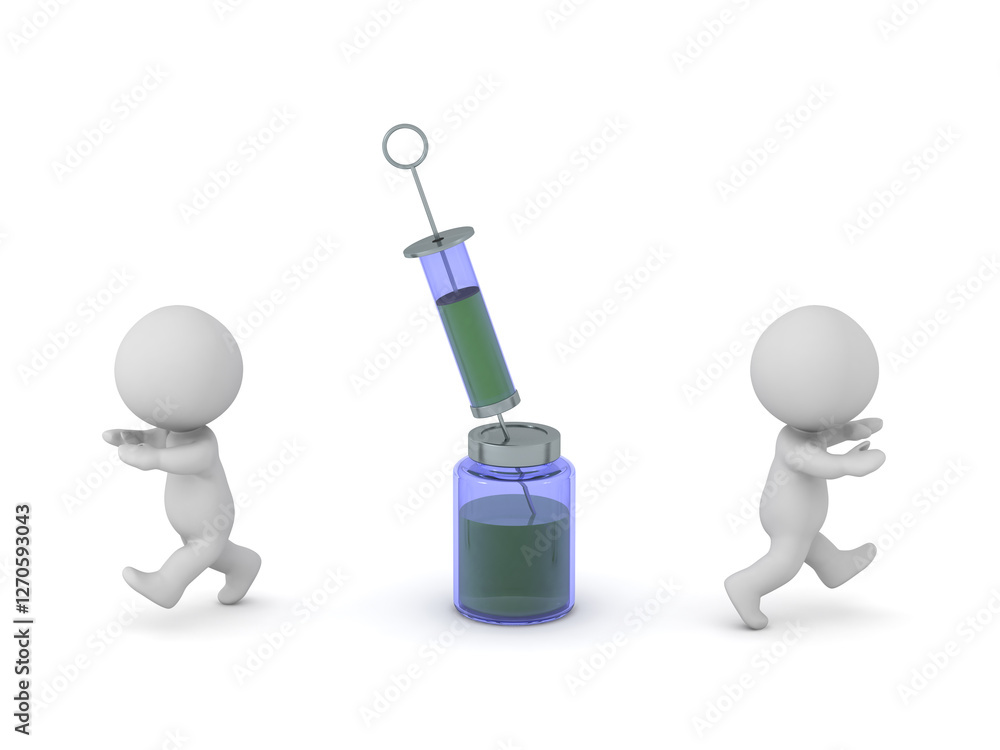 3D Characters Running Away from a Vaccine 3D Characters Running Away from a Vaccine