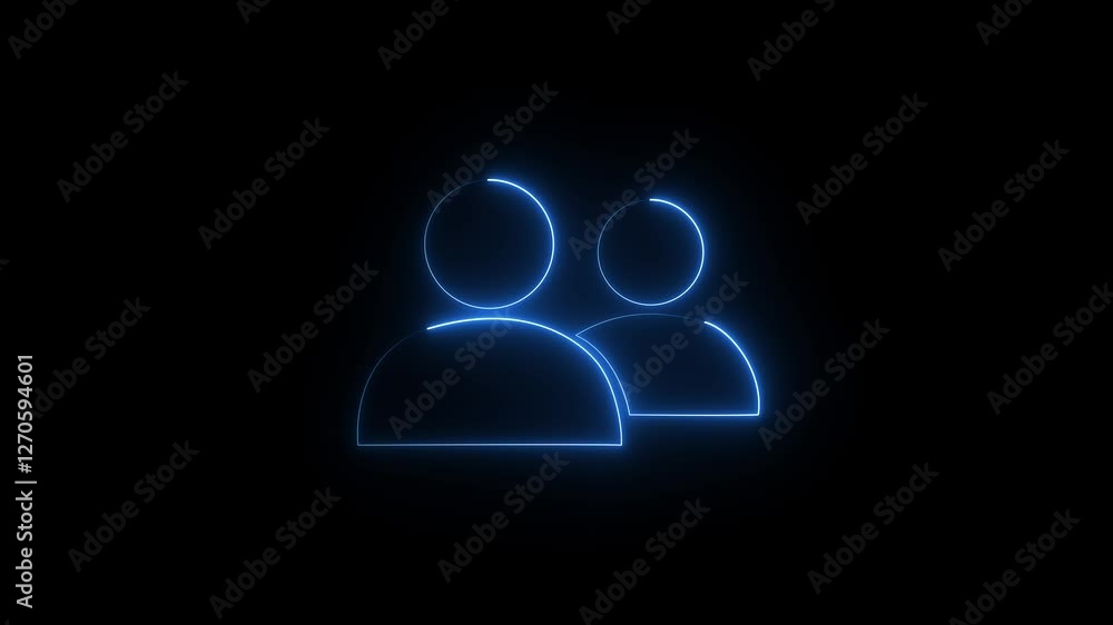 Animated of glowing Neon group people icon. Team Work Icons concept. Glowing neon man icon animation man icon man symbol on black background Animated of glowing Neon group people icon. Team Work Icons concept. Glowing neon man icon animation man icon man symbol on black background