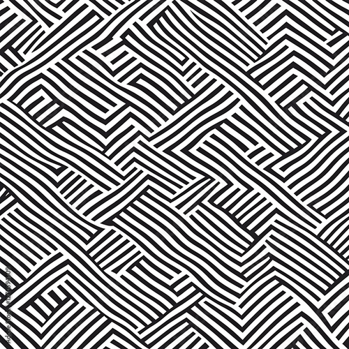 Dynamic Interplay of Black and White Line Pattern Geometric Abstract Visual Design Element photo