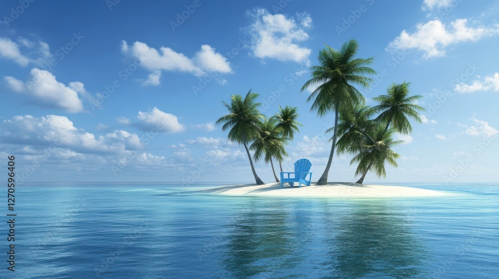 A blue chair on a tropical island A blue chair on a tropical island