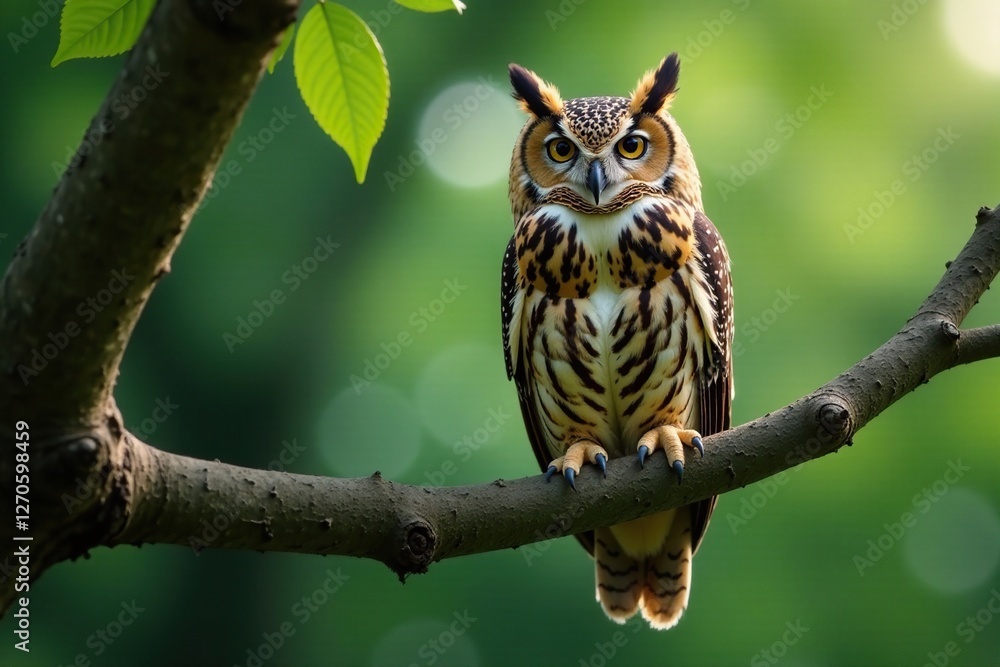 Delicate branch supports majestic owl's slender neck, wildlife, nature, owls Delicate branch supports majestic owl's slender neck, wildlife, nature, owls