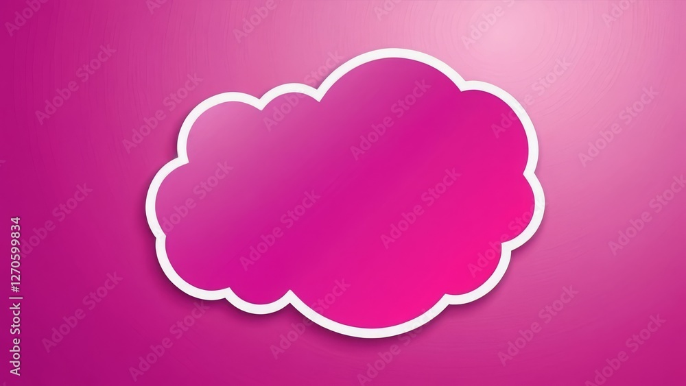 Pink cloud illustration with white outline on a soft pink background Pink cloud illustration with white outline on a soft pink background