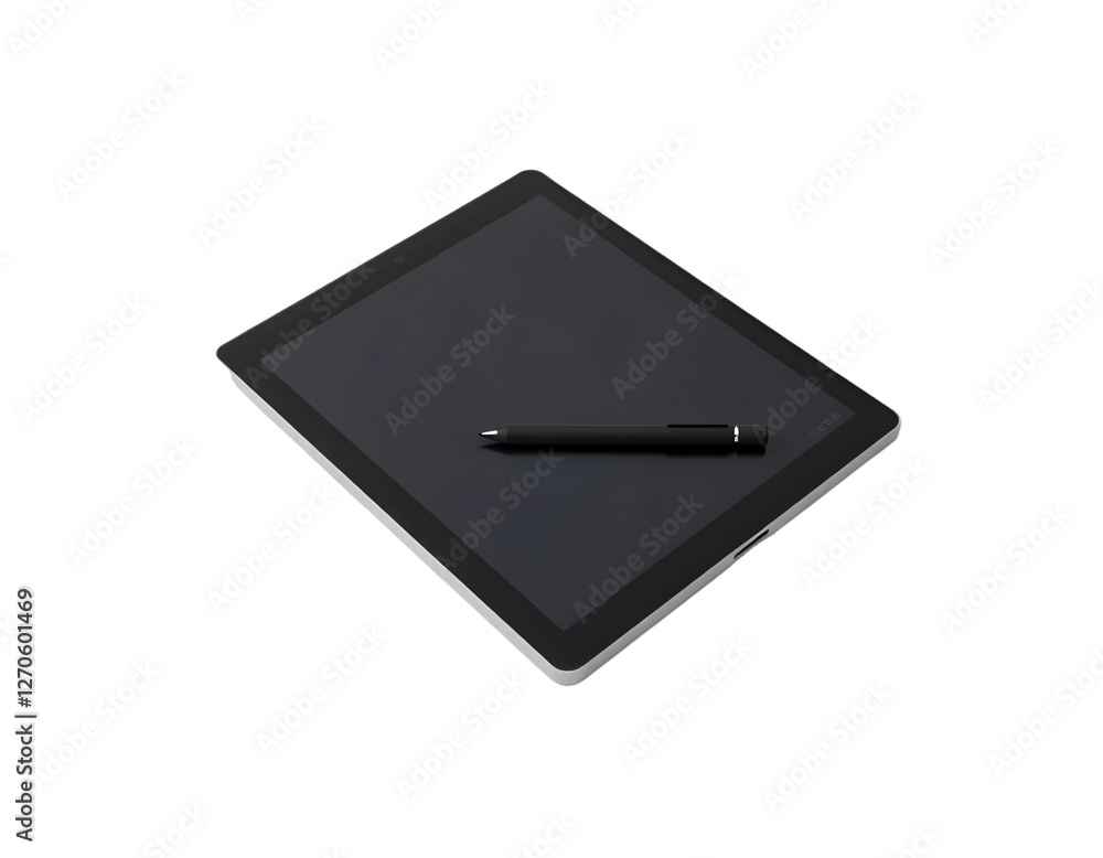 Realistic tablet with pen isolated on transparent background Realistic tablet with pen isolated on transparent background