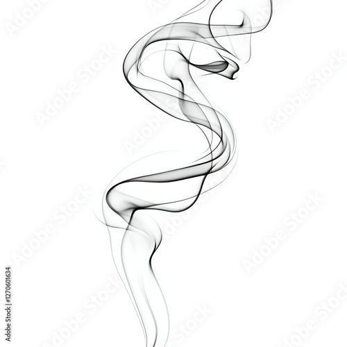 Elegant Smoke Stream on White Background for Abstract Art and Design Projects in Creative Applications