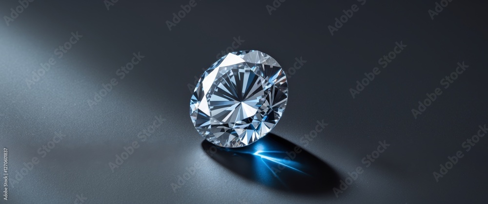 A dazzling diamond reflects light and casts a blue shadow A dazzling diamond reflects light and casts a blue shadow