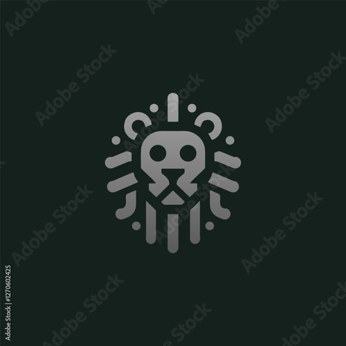 A fierce lion head logo symbolizing strength, courage, and leadership with bold details.