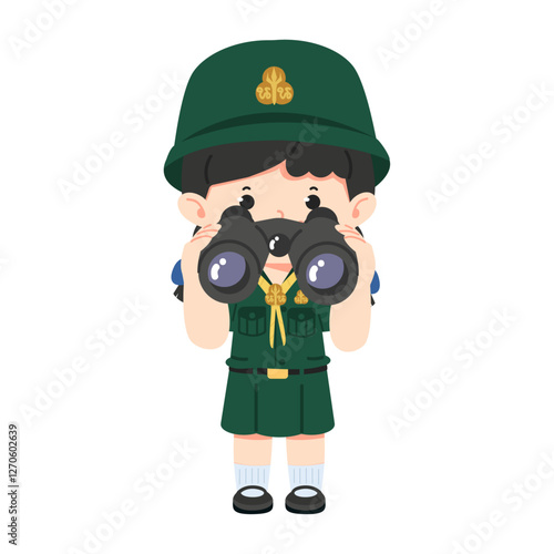 girl scout thai  holding binoculars