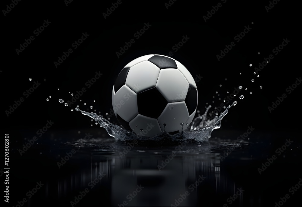 Fototapeta premium 3D illustration soccer ball with splashes 
