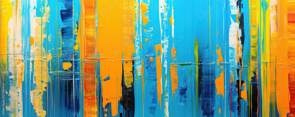 Vibrant abstract painting showcasing bold colors and dynamic brush strokes in a contemporary art style Vibrant abstract painting showcasing bold colors and dynamic brush strokes in a contemporary art style