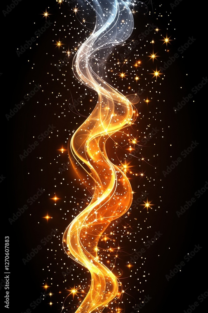 A vibrant swirl of golden and silver sparks, creating a mystical effect against a dark background. A vibrant swirl of golden and silver sparks, creating a mystical effect against a dark background.