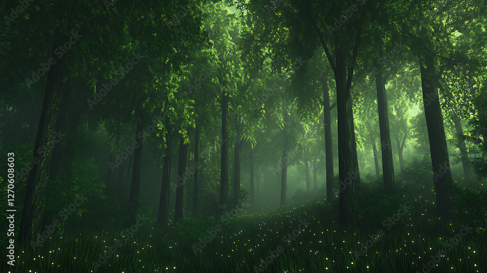 Enchanted Forest with Fireflies in the Night a Mystical Woodland Scene of Magical Glowing Lights Enchanted Forest with Fireflies in the Night a Mystical Woodland Scene of Magical Glowing Lights