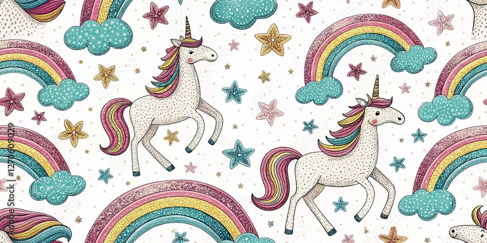 Obraz premium Glitter Toy Texture Fashion Illustration, Unique Sparkle Pattern Design, Shimmer Fabric Print