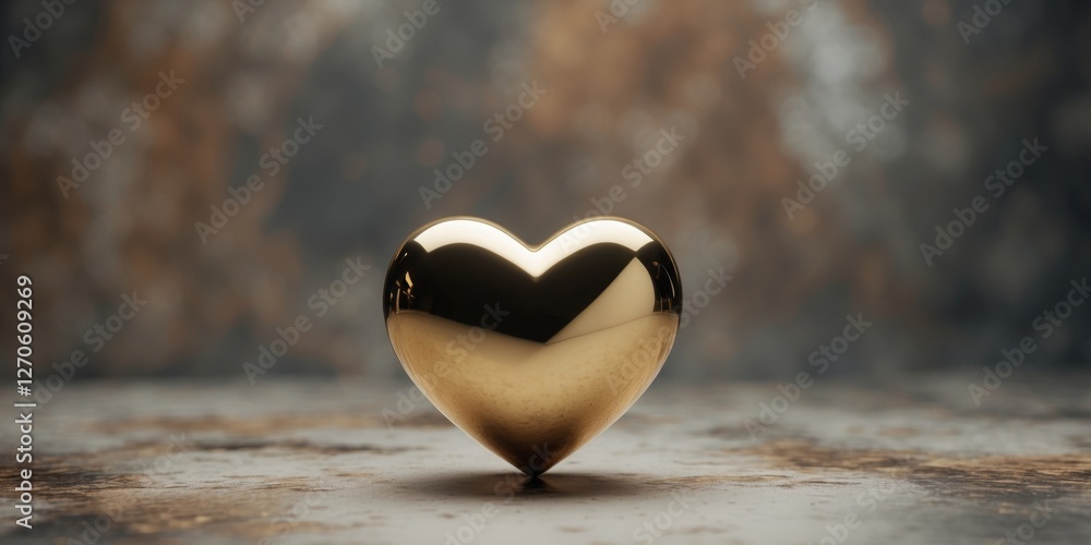 Fototapeta premium Golden Heart On Dark Rustic Textured Background