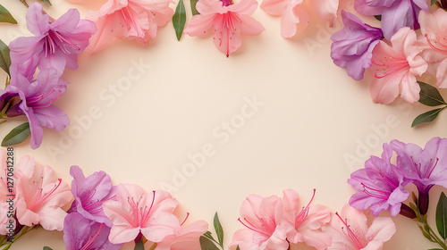 Soft pastel azaleas surrounded by a delicate frame for a graceful floral display