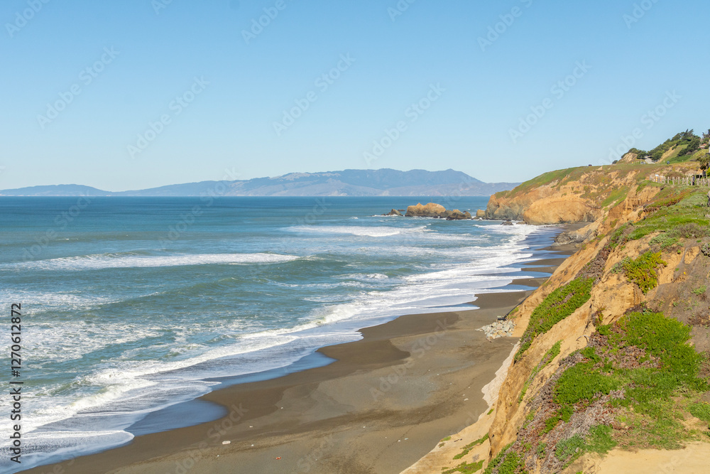 Coast of the Pacific Ocean, California in the USA.