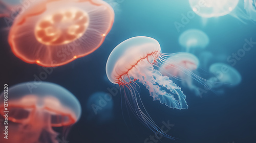 Enchanting Underwater World Jellyfish Ballet with Mystical Glows Undersea Marine Wildlife Creatures