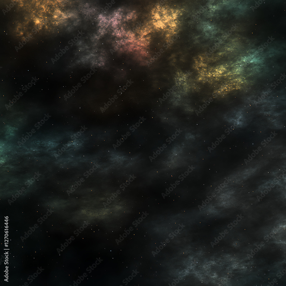 Fototapeta premium Enigmatic Cosmic Nebula Cloudscape in Outer Space Digital Rendering Featuring Glowing Dust and Gases