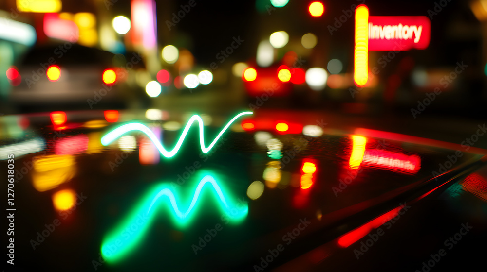 Urban light patterns captured at night city street photography vibrant environment close-up view motion concept Urban light patterns captured at night city street photography vibrant environment close-up view motion concept