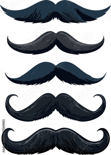 Set of 5 black mustaches